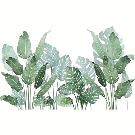 Leaf Wall Decals Green Plants Wall Stickers For Bedroom Tropical