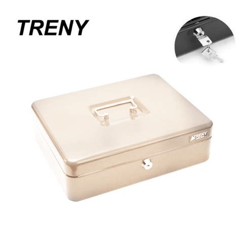 Treny Steel Metal Money Box Petty Cash Box Safe Lock Beige Shopee