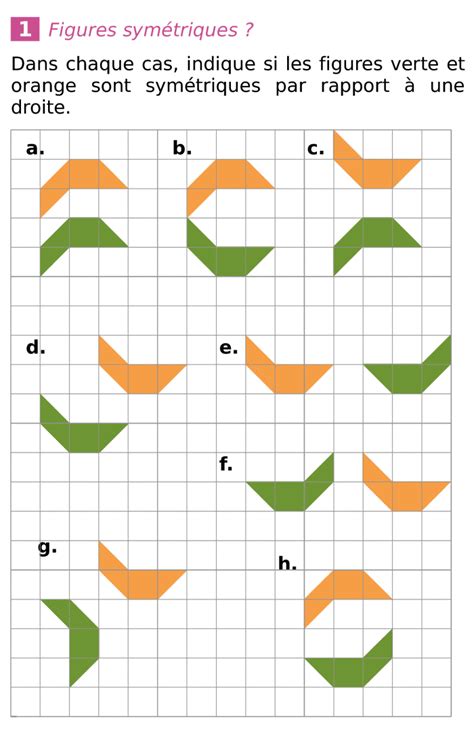 Symétrie axiale Reconnaître et dessiner Exercice n1 Figures