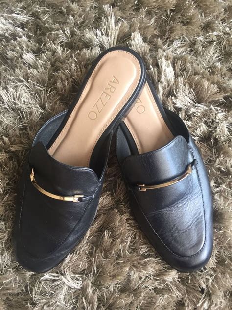 Mule Mocassim Arezzo 35 Couro Preto Sapato Feminino Arezzo Usado