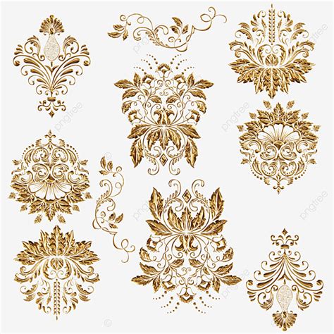 Baroque Art Embossed Lace Luxury Gold Element Art Twinkle Relief Png