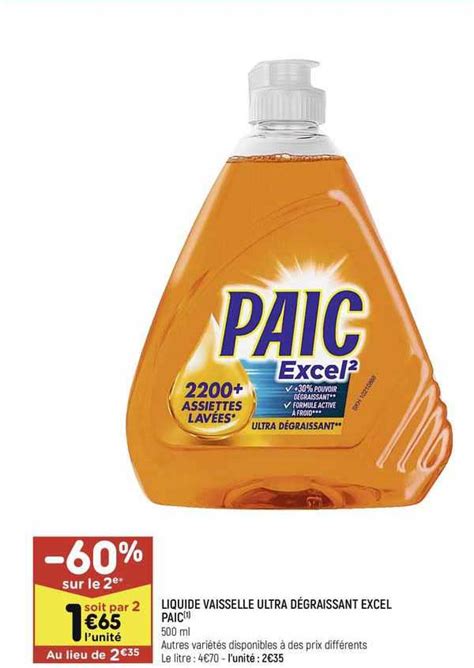 Promo Liquide Vaisselle Ultra Dégraissant Excel Paic chez Leader Price