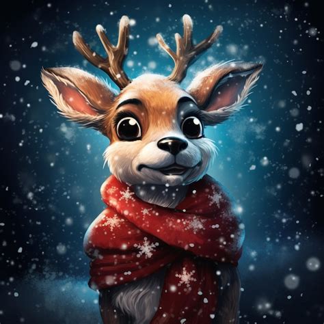 Premium Ai Image Rudolph The Reindeer Is Wearing A Scarf And A Scarf