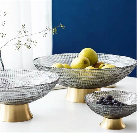 Glass Footed Fruit Bowl Handmade Compote Console Table Decor Etsy Uk