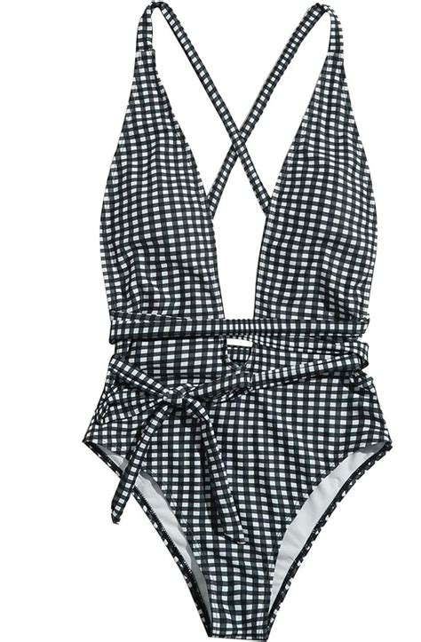 SweatyRocks Women S Sexy Bathing Suits Criss Cross Tie Knot Front Deep