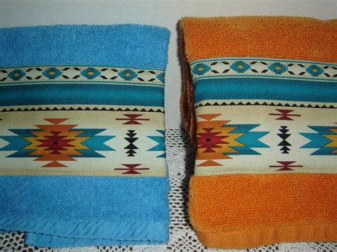 Southwestern Decor Hand Dish Towel Orange Or Aqua Etsy Southwestern