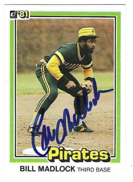 Autographed BILL MADLOCK Pittsburgh Pirates 1981 Donruss Card Main