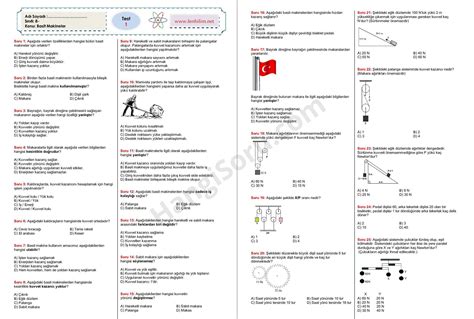 8 Sınıf Basit Makineler Testi PDF İndir HangiSoru