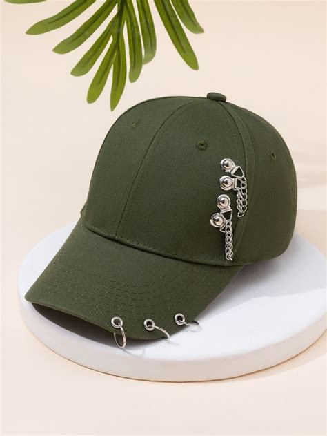 Gorra De Béisbol Con Cadena And Adorno De Anillo Moda De Mujer Women