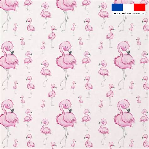 Tissu minky blanc motif sweet flamant rose Tissus Price Matière Minky