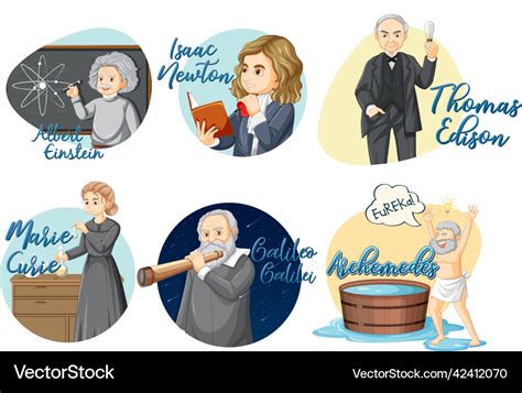 Set Of Different Famous Scientists Royalty Free Vector Image