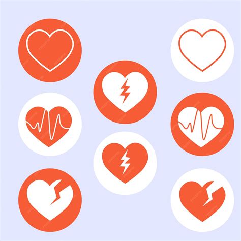 Iconos De Ataque Al Corazón Rojo Y Blanco Ilustración Vectorial Vector Premium