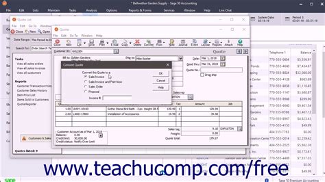 Sage 50 2018 Tutorial Converting Quotes Sage Training Youtube