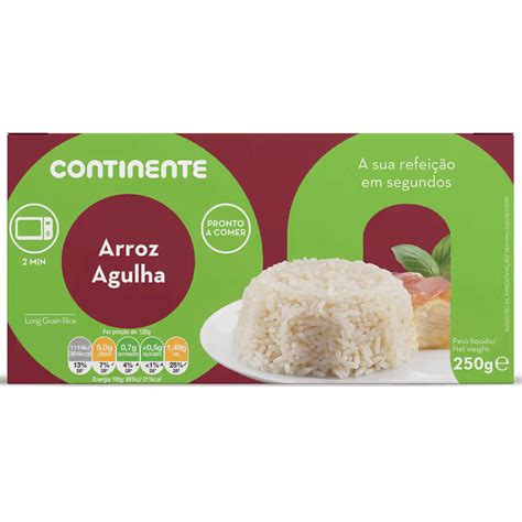 Arroz Agulha Pronto a Comer sem Glúten CONTINENTE Nutripédia