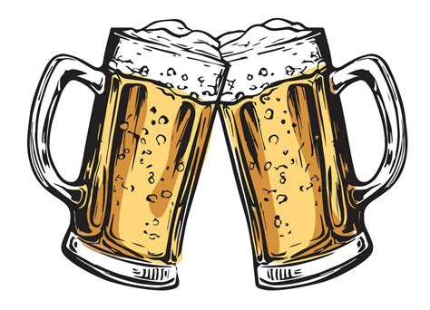 Two Toasting Beer Mugs Cheers 36233261 Vector Art At Vecteezy