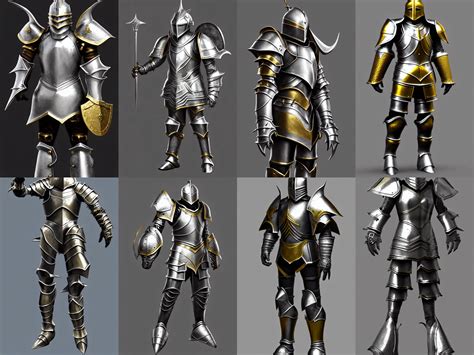 Krea Render Of Fantasy Knight Armor Silver With Gold Trim Huge