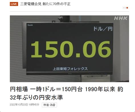 日元对美元汇率跌破150，创32年来新低