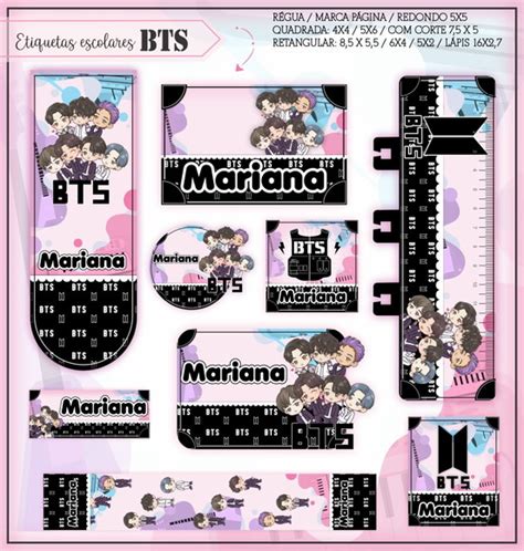 Combo De Etiquetas Escolares Bts Produtos Elo