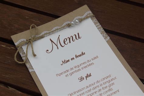 Menu N Gamme Mariage Champ Tre Chic Faire Part Par La Mariee