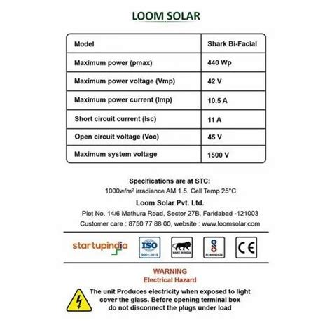 Mono Perc Shark Bi Facial Solar Panel Watt Cells Bus