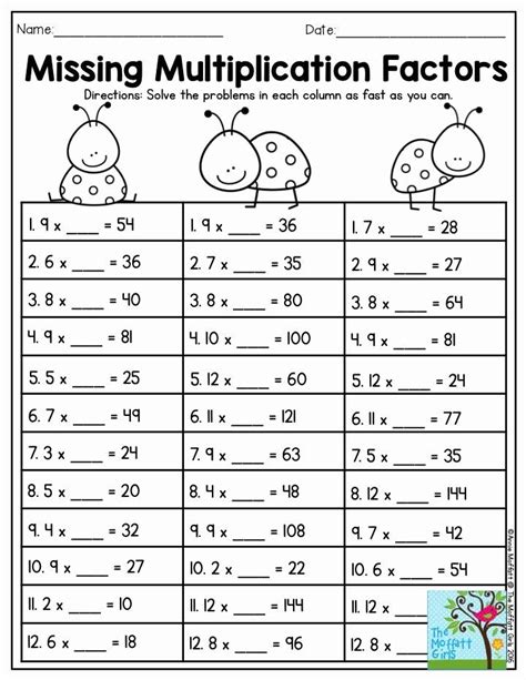 Multiplication Missing Factor Worksheet