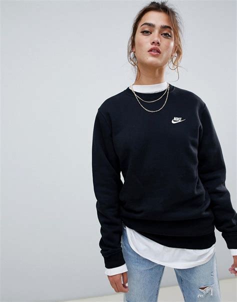 Nike Black Club Crew Neck Sweatshirt Asos Black Sweatshirt Outfit