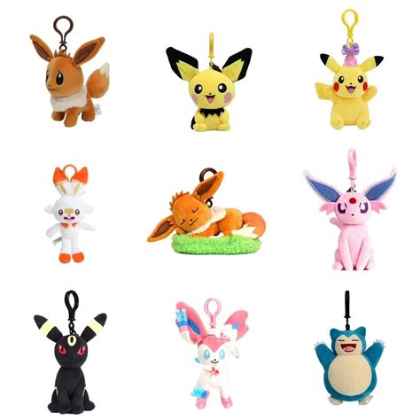 Pokemon Plush Keychains Eevee Umbreon Snorlax Espeon Sylveon Piplup