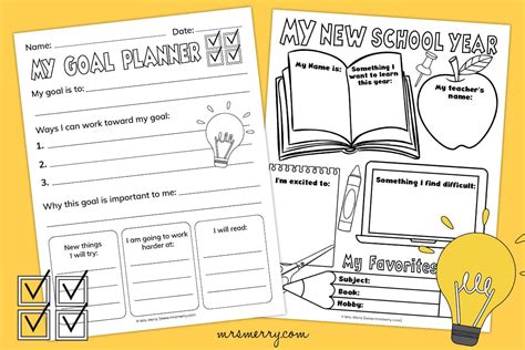 Free Printable Goal Setting Worksheets for Kids | Mrs. Merry ...