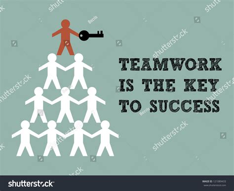 Illustration Of Teamwork Paper Man Hold The Key To Success 121089433