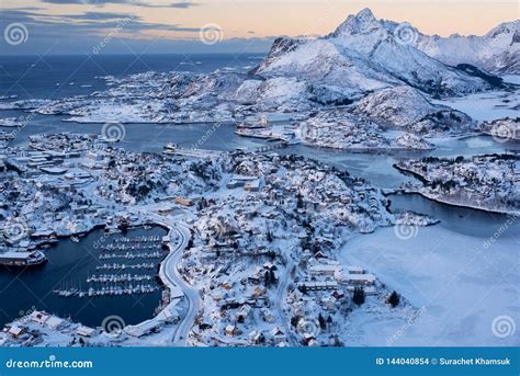 Aerial View of Svolvaer City the Small Harbour of Norwegian in Winter Season, Norway Editorial ...