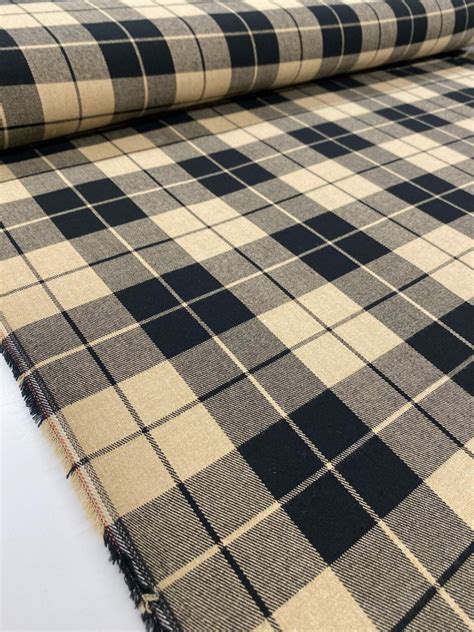 Tissu écossais Tartan Noir caramel Papin Tissus