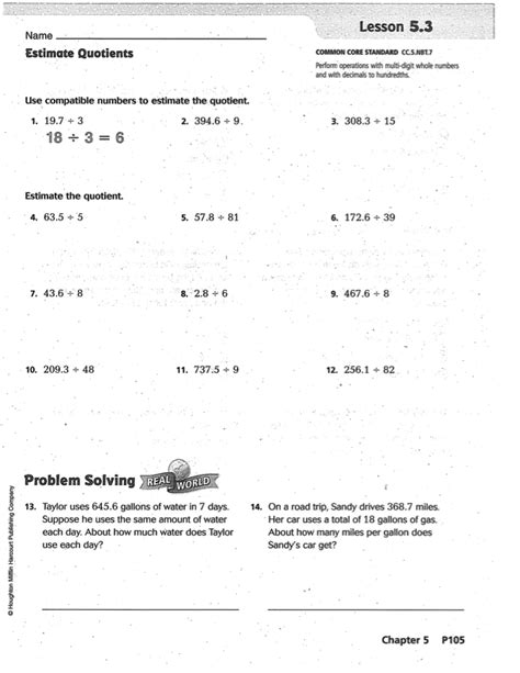 Go Math Chapter 5 Practice Book Mr Monteleone S 5th Grade Class