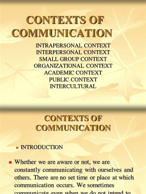 Contexts of Communication | PDF | Communication | Interpersonal ...