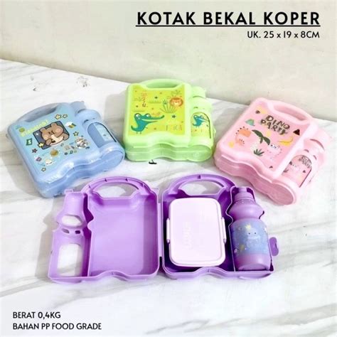 Jual Kotak Makan Botol Lunch Box Set Tas Botol Air Anti Tumpah Koper