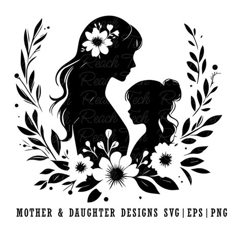 Mother Daughter Silhouette Svg Mother Daughter Vector Mother Art Mother