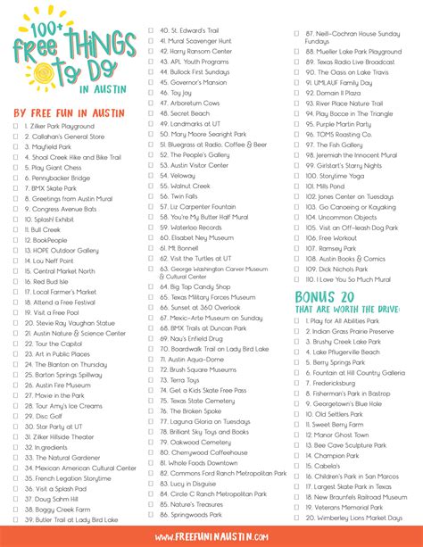 Austin - 100+ FREE Things To Do In Austin Checklist - Austin