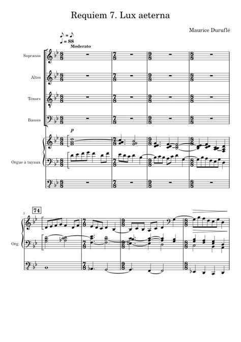 Requiem 7 Lux Aeterna Maurice Duruflé Sheet Music For Organ Kazoo