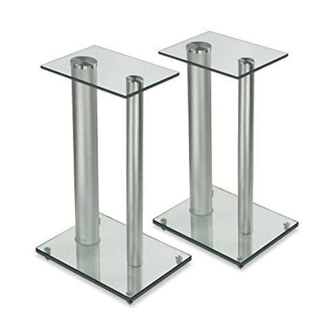 Mount It Two Premium Aluminum Glass Speaker Stands For Home Theaters