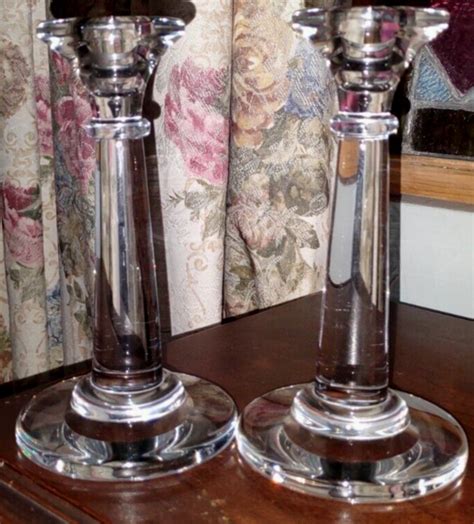 2 Eapg Flint Crystal Clear Blown Glass Taper Pillar Candle Stick Holders 75 For Sale Egypt