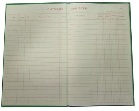 green cover material outward register  stationery   rs