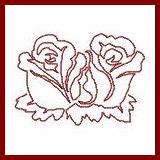 Rose Combo Redwork Applique Machine Embroidery Design