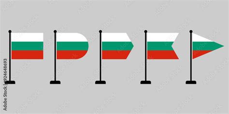 Bulgarian Flag Icon With Flagpole Displayed With Different Shape