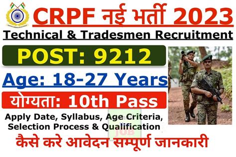 Crpf Recruitment 2023 Notification Released सीआरपीएफ भर्ती