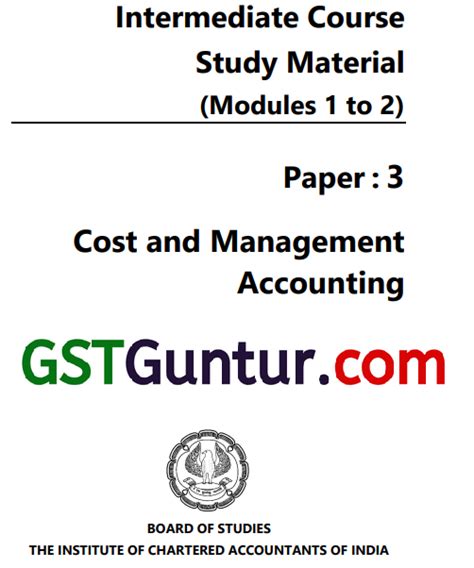 Ca Inter Cost And Management Accounting Study Material Ca Inter