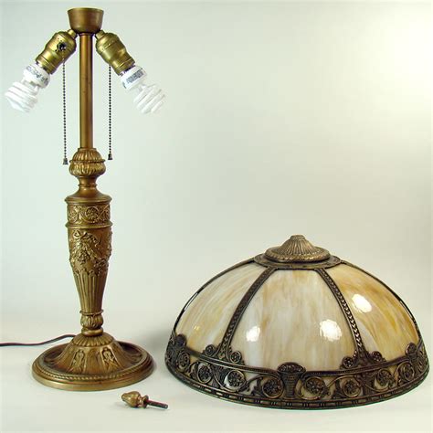 Salem Bros Caramel Slag Glass Table Lamp 1920 S From Dtrantiques On Ruby Lane