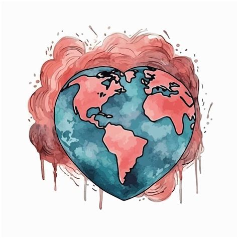 Premium Photo A Drawing Of A Heart Shaped Earth With The Words Earth