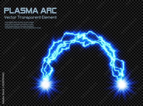 Blue Cold Plasma Energy Arc - Transparent Vector Electric Discharge ...