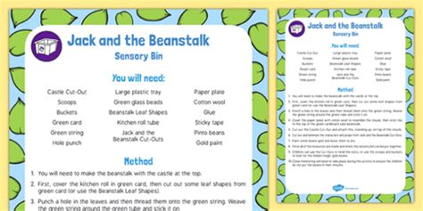 Jack And The Beanstalk Sensory Bin And Resource Pack