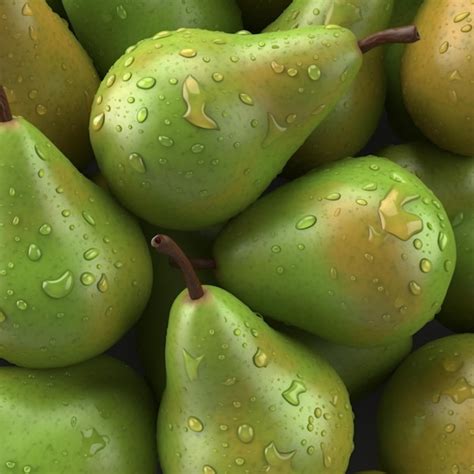 Premium Ai Image A Bunch Of Pears With Water Droplets On Them