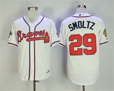 Men's Atlanta Braves Jerseys #29 John Smoltz Jerseys White 1995 ...